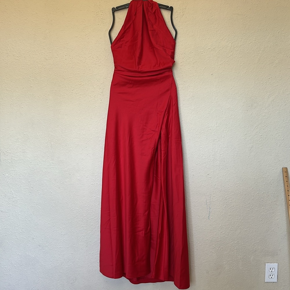 HOUSE OF CB 'Zanab' Red Rose Thigh Slit Maxi Dress NWOT size M - Picture 11 of 13